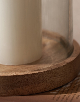 Mango Wood Hurricane Candle Holder – Large