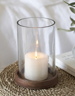Mango Wood Hurricane Candle Holder – Medium