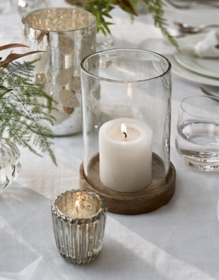 Mango Wood Hurricane Candle Holder – Medium