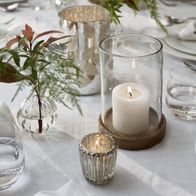 Mango Wood Hurricane Candle Holder – Medium