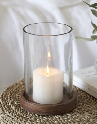 Mango Wood Hurricane Candle Holder