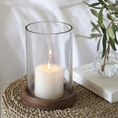 Wood glass on sale candle holder