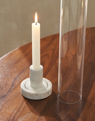 Marble Hurricane Dinner Candle Holder