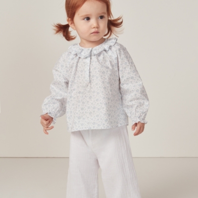 Margot Floral Organic Cotton Hand Smocked Blouse & Trousers Set (0–18mths)