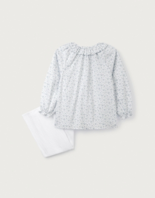 Margot Floral Organic Cotton Hand Smocked Blouse & Trousers Set (18mths–6yrs)