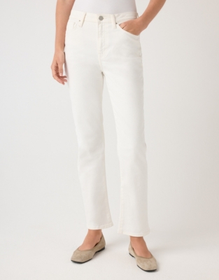 Marlow Ankle Grazer Authentic Straight Leg Jeans - White