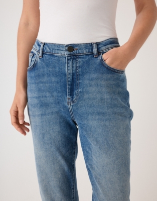 Marlow Ankle Grazer Authentic Straight Leg Jeans - Mid Wash