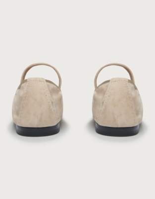 Mary Jane Square Toe Soft Suede Ballerina Flats - Sand