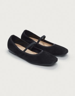 Mary Jane Square Toe Soft Suede Ballerina Flats