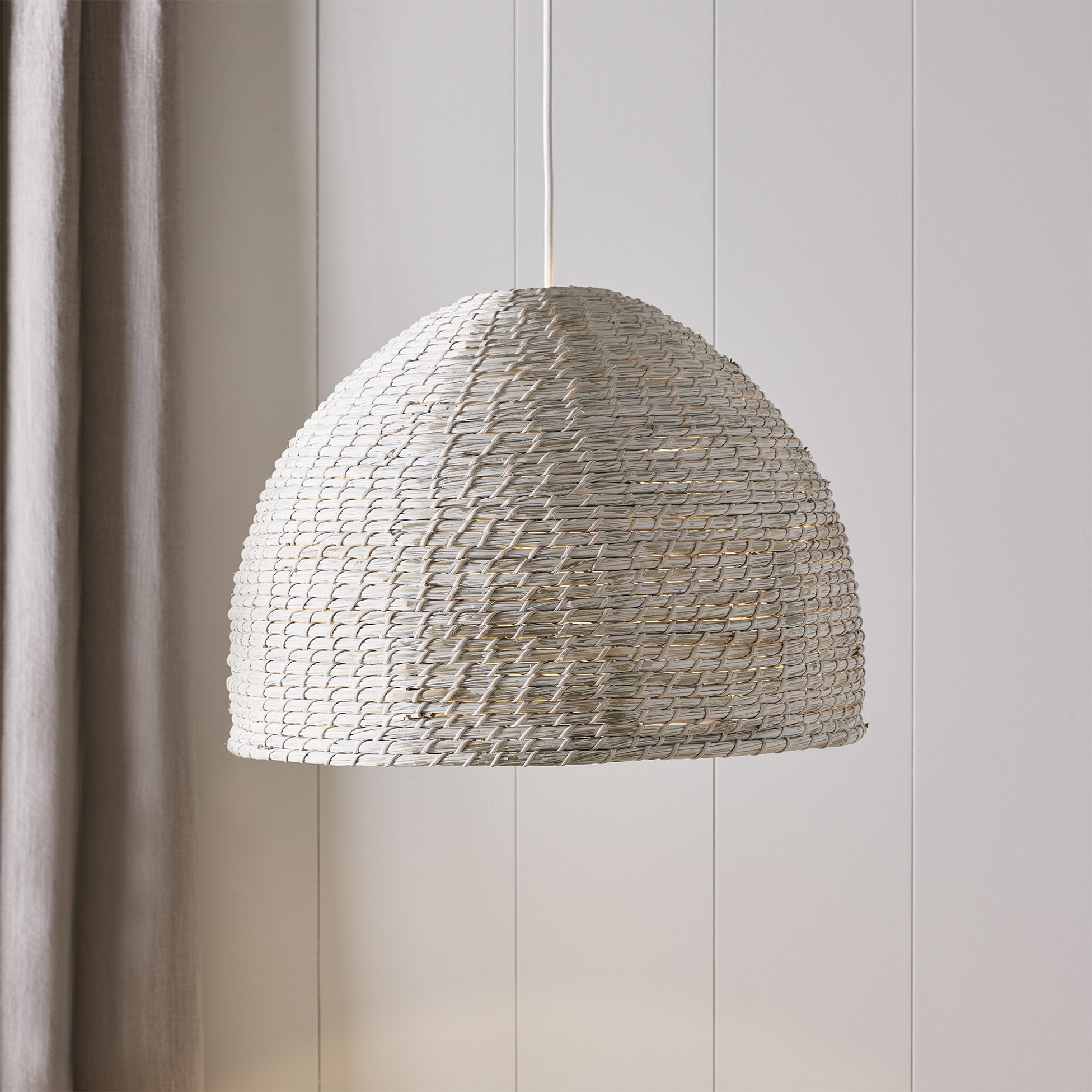 Mawes Ceiling Shade Lights, Large White Wicker Lampshade