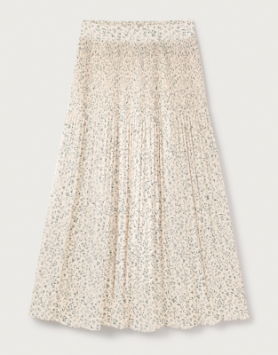 Meadow-Print Dual-Pleated Skirt | Dresses & Skirts | The White Company US