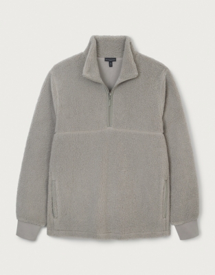 Men’s Borg Half Zip Sweatshirt - Taupe