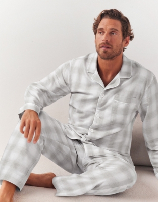 Mens brushed discount cotton pyjama set