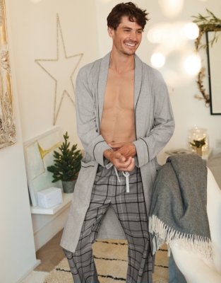 Men's Brushed Cotton Check Pyjama Bottoms Nightwear & Robes Sale