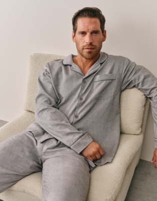 Men’s Brushed Cotton Herringbone Pyjama Set
