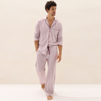 Men's Brushed Cotton Jersey Stripe Classic Pyjama Set