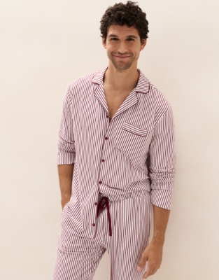 Men's Brushed Cotton Jersey Stripe Classic Pyjama Set