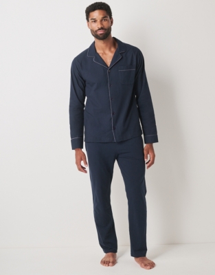 Men's Brushed Cotton Piped Pajama Set