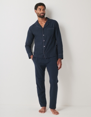 Men's Brushed Cotton Piped Pajama Set