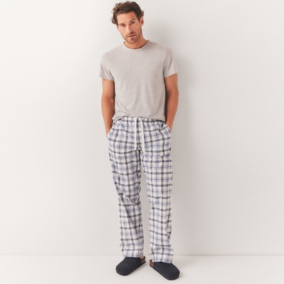Men's Brushed Organic Cotton Check Pyjama Bottoms Clothing Sale