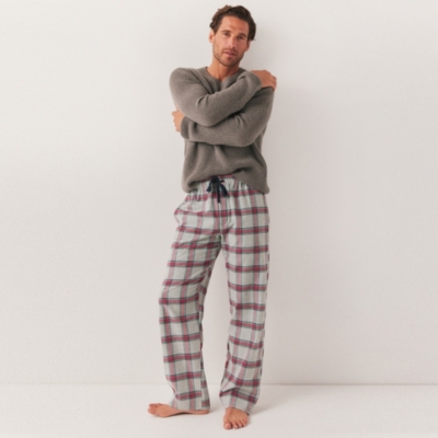 Men's Brushed Organic Cotton Red Check Pyjama Bottoms