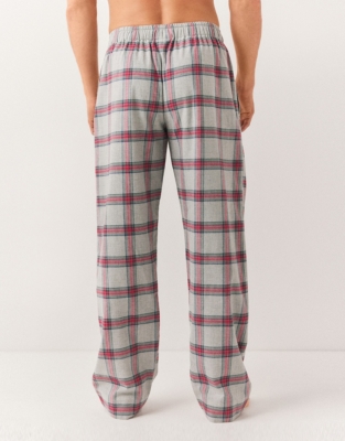 Men's Brushed Organic Cotton Red Check Pyjama Bottoms