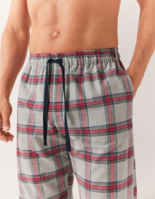 Men's Brushed Organic Cotton Red Check Pyjama Bottoms