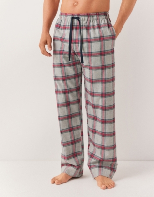 Men's Brushed Organic Cotton Red Check Pyjama Bottoms