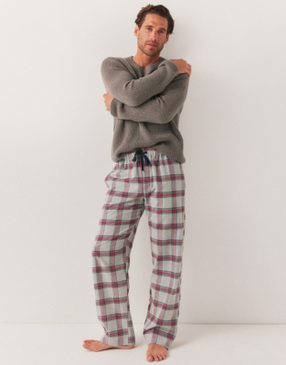 Men's Brushed Organic Cotton Red Check Pyjama Bottoms