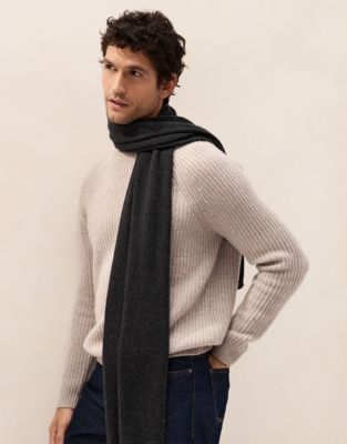 Men's Cashmere Essential Scarf - Charcoal