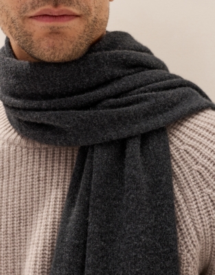 Men's Cashmere Essential Scarf - Charcoal