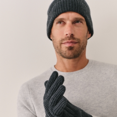 Men's Cashmere Ribbed Gloves