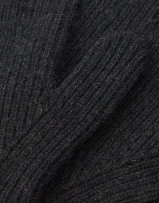 Men's Cashmere Ribbed Gloves - Charcoal