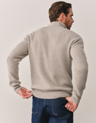 Men's Cashmere Ribbed Half Zip Sweater