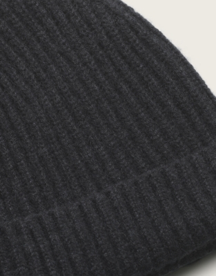 Men's Cashmere Ribbed Hat - Charcoal