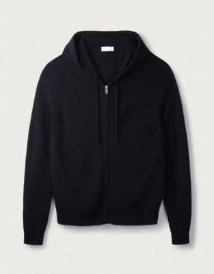 Men's Cashmere Stitch-Detail Zip-Through Hoodie