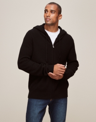 Men's Cashmere Stitch-Detail Zip-Through Hoodie