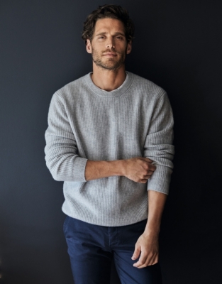 Men’s Cashmere Textured CrewNeck Sweater Men's Clothing The White