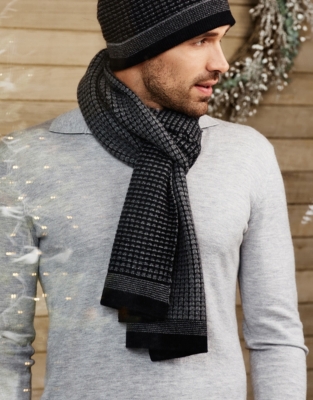 Men’s Cashmere Textured Scarf All Clothing Sale The White Company US