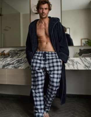 Men’s Check BrushedCotton Pajama Bottoms Sleepwear Sale The White