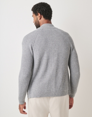 Men's Chunky Ribbed Cardigan with Cashmere