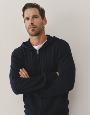 Men's Cotton Cashmere Knitted Zip Up Hoodie