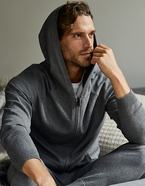 Men's Cotton-Cashmere Zip-Through Hoodie | Menswear | The White Company US