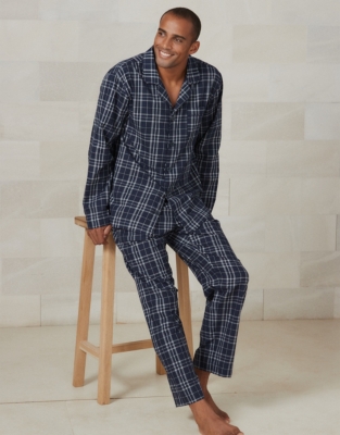 Men's Fine Check Brushed-Cotton Pajama Set