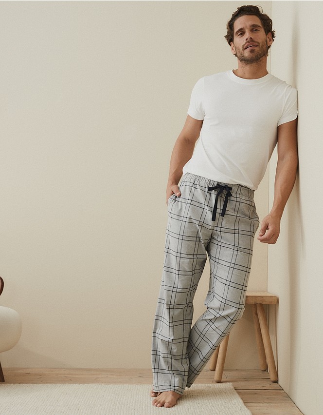 Men's Flannel Check Pyjama Bottoms | Menswear | The White Company UK