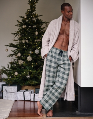 Men s Green Check Brushed Cotton Pyjama Bottoms Men s Nightwear