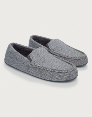 Men's Herringbone Moccasin Slippers 