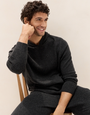 Men's Knitted Hoodie with Cashmere