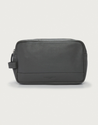 The White Company Men's Men's Leather Wash Bag, Black