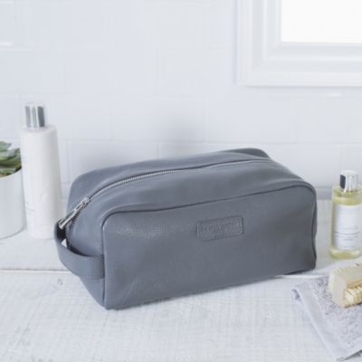 Men’s Leather Wash Bag Toiletry, MakeUp and Wash Bags The White